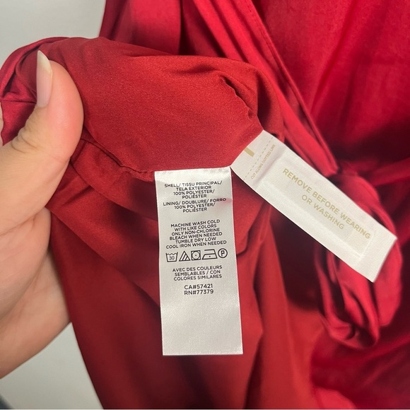 Ann Taylor new Petite V-Neck Tie Waist Midi Dress red size 6 petite - Picture 7 of 10